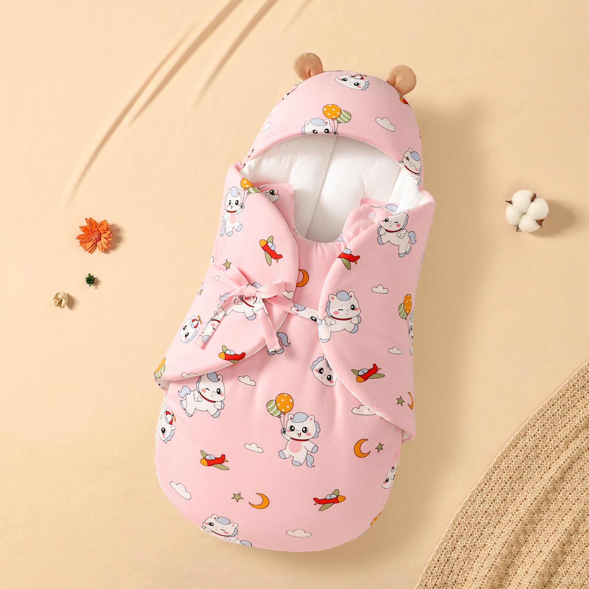 Newborn Pure Cotton Sleeping Bag, Baby Blanket, Newborn Outing Warm Blanket, Anti-Shock Swaddle, Autumn and Winter Blanket