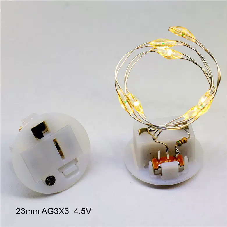 圆形纽扣锂电池电池盒电池板环保工艺品圣诞玻璃底4.5v23mmLED