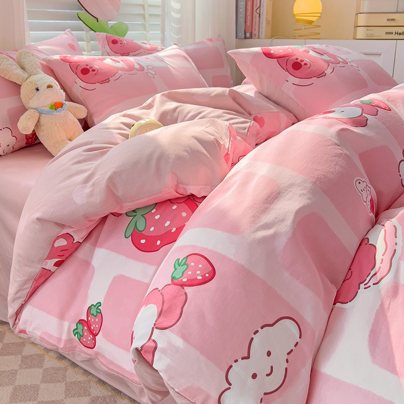 Ropa de cama de algodón americano de cuatro piezas Invierno 100 sábanas de algodón Funda de edredón Funda de edredón Juego de tres piezas 2025 Nuevo 4