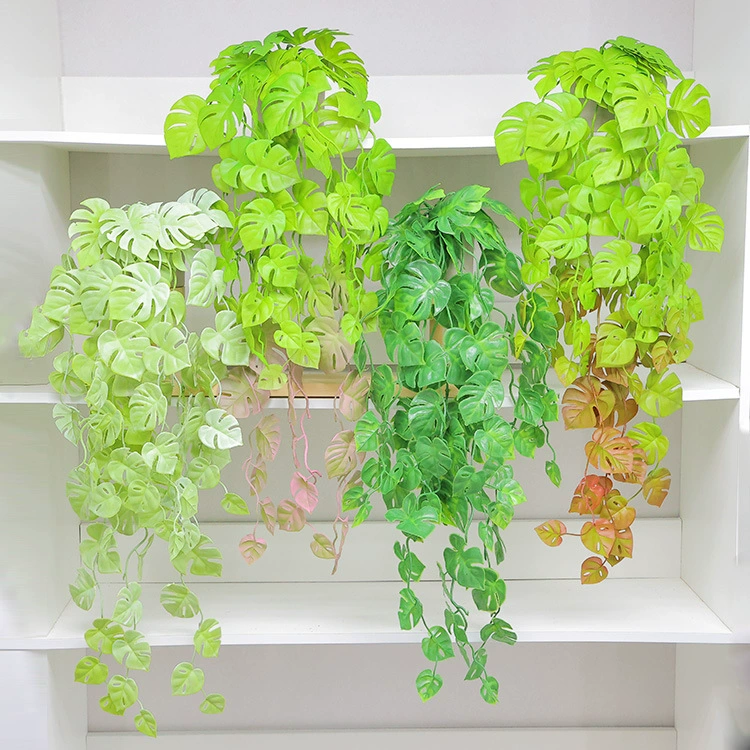 Трансграничная имитация виноградной лозы Поддельная зеленая посадка ландшафтная пластиковая виноградная лоза настенная черепаха спина листья гостиная декоративные поддельные цветы оптом