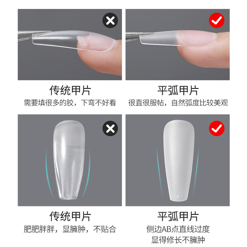 Nuevo arco plano sin costuras esmerilado no tallado pulido esmalte de uñas perro delgado tipo T ultra-Delgado desgaste esmalte de uñas 240 piezas