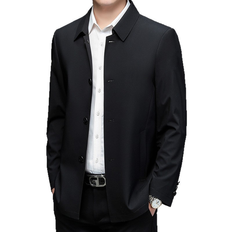 Chaqueta con solapa transfronteriza para hombres primavera y otoño delgada alta sensación de negocios con solapa casual abrigo de viento para hombres suelto abrigo de otoño de tamaño grande