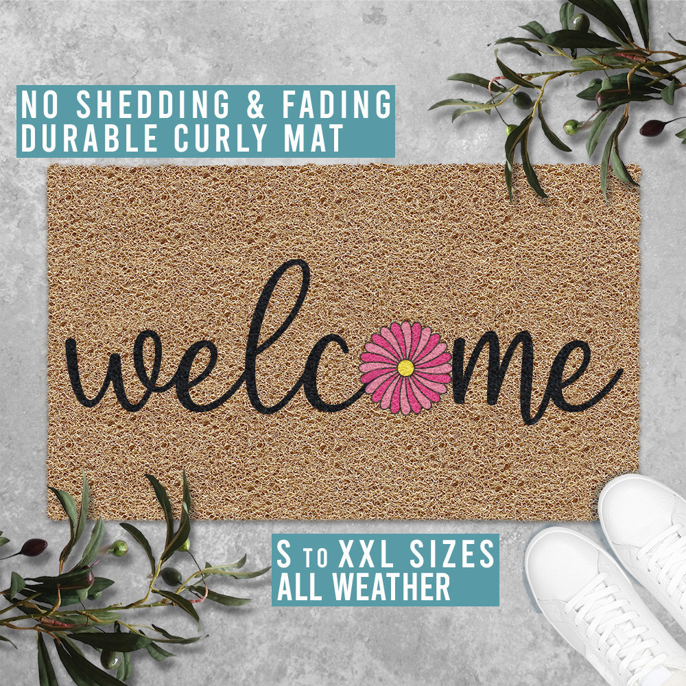Vítejte, koberec s květinovým motivem, protiskluzová rohožka do vstupních dveří, savá rohožka do koupelny a kuchyně_voghion.com