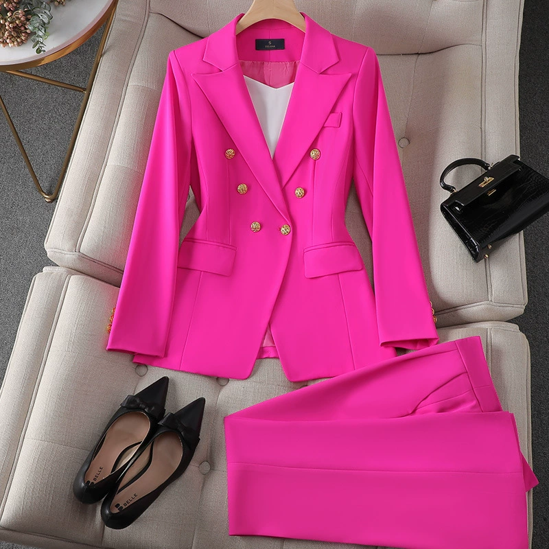 Women's Two-Piece Suit Set, European Style, Flared Trousers, 2024, Multiple Colors