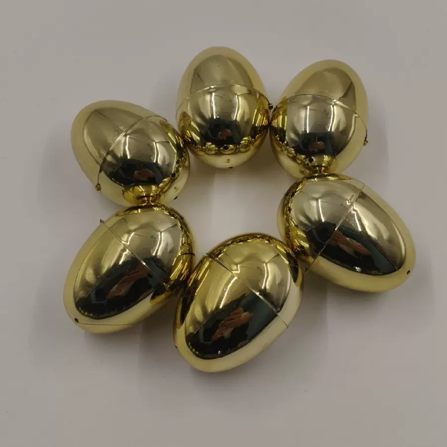 跨境复活节彩蛋电镀金蛋塑料蛋壳开口蛋七彩扭扭蛋 6cm厂家现货