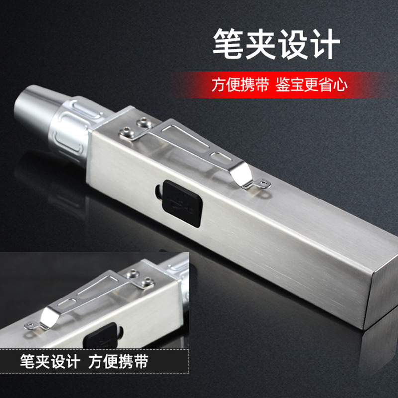 3 fuentes de luz de acero inoxidable identificación linterna violeta recargable ágata jadeíta en bruto pantalla de cristal líquido atenuación ilimitada