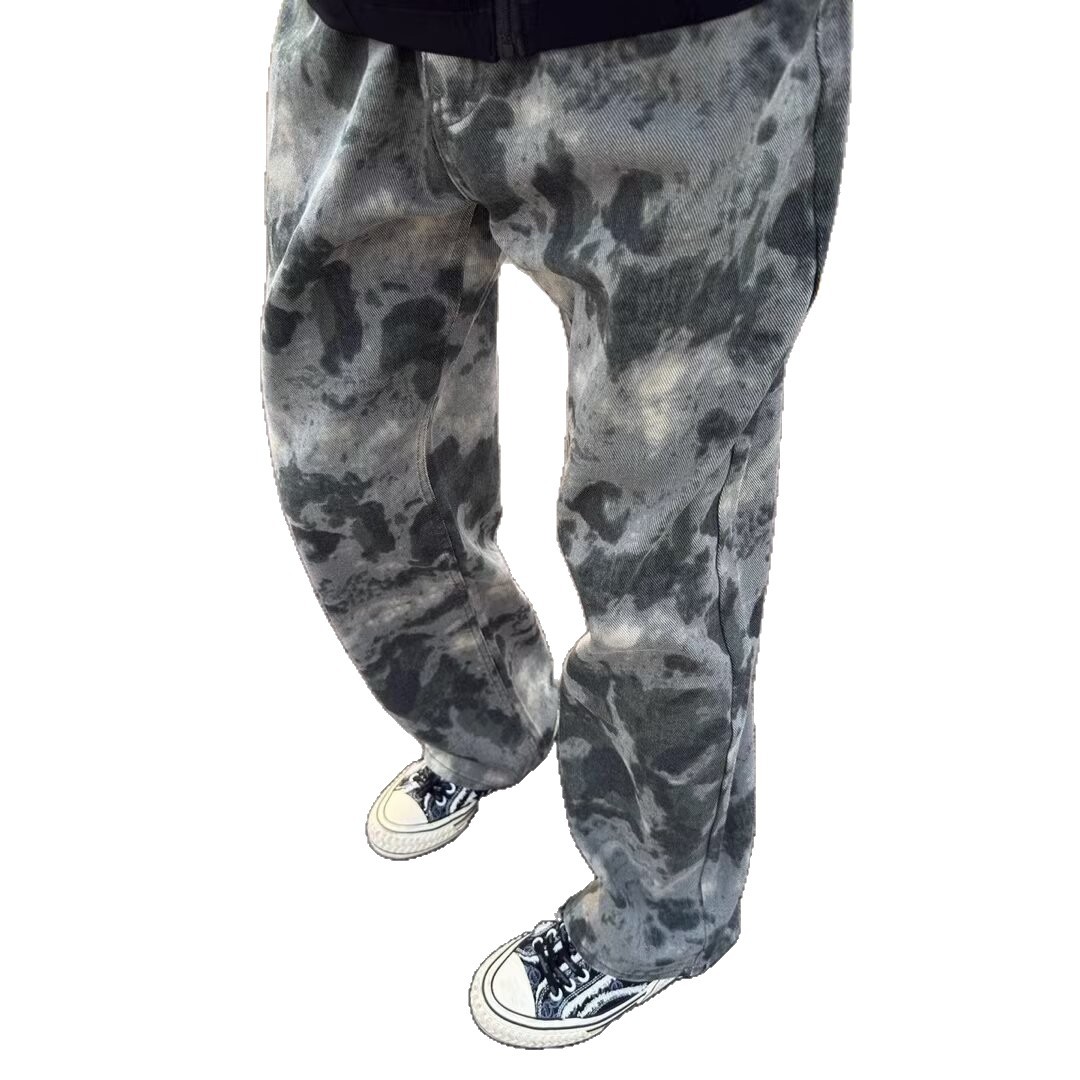Japón retro gradiente nicho jeans para hombres primavera y otoño nuevo diseño de la calle alta sensación de pantalones rectos