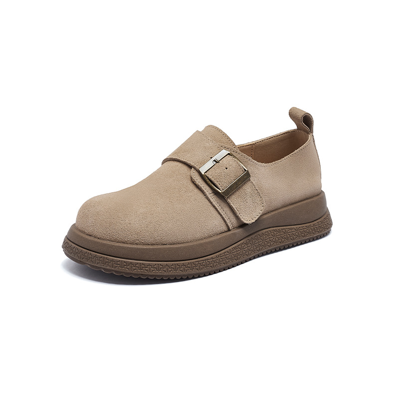 Zapatos de Dengbocken de August Lion para mujeres 2025 nuevos zapatos casuales de invierno de lana para personas perezosas con un pedazo de zapatos de cuero Lefour