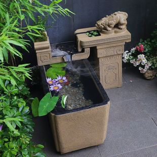 Открытый рыбный пруд циркулирует проточная вода, украшение балкона аквариума, украшение ландшафтного сада
