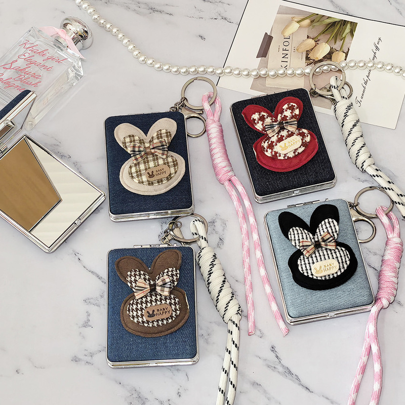 Butterfly Rabbit Denim Makeup Mirror New Style for Girls, Small Hanging Mirror, DIY Folding Mirror, Wholesale Portable Mirror, Cute Butterfly Rabbit Denim Makeup Mirror New Style for Girls, Small Hanging Mirror, DIY Folding Mirror, Wholesale Portable Mirror, Cute