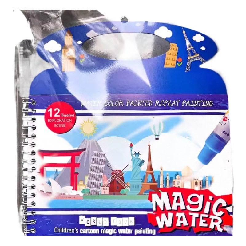 Pintura de agua portátil libro repetido graffiti pintura de agua libro portátil educación temprana libro para colorear educativo pintura de exhibición de agua mágica