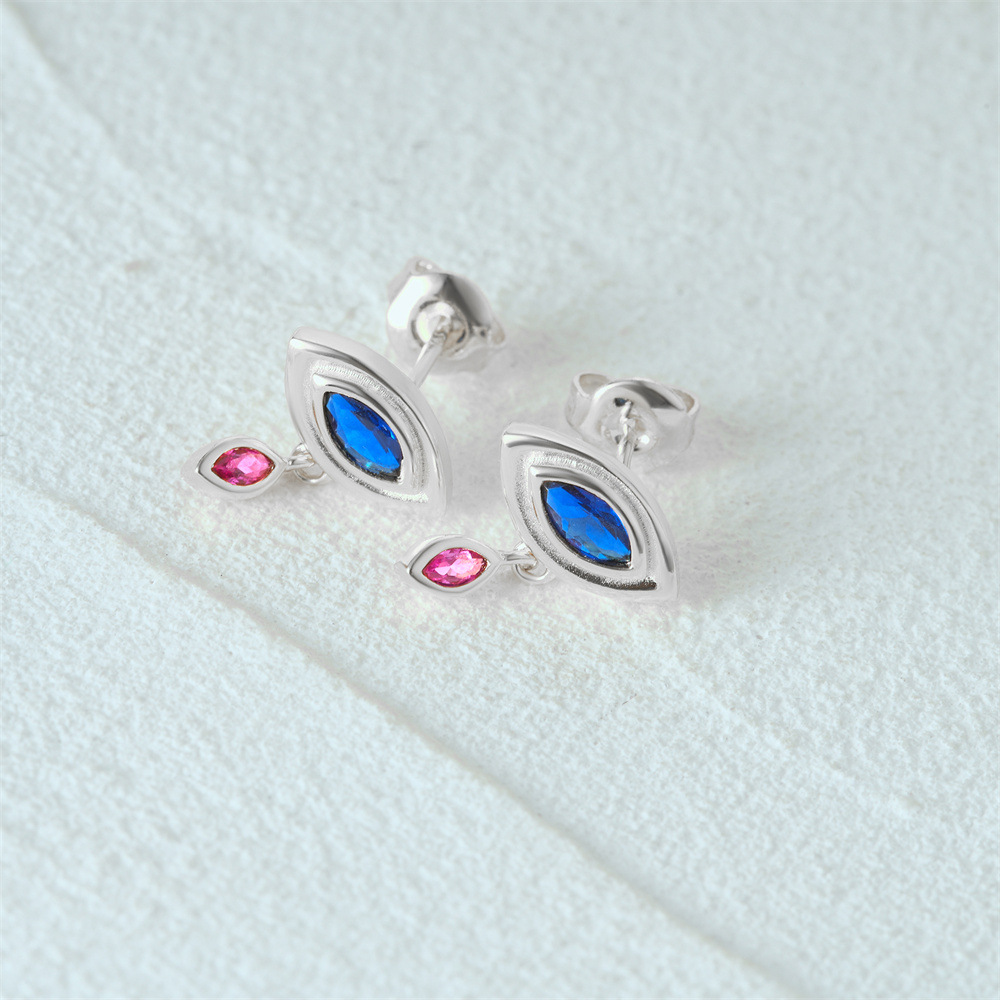 1 Pair Simple Style Eye Plating Sterling Silver Drop Earrings display picture 6