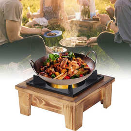 火锅木质底座家用酒精炉四方炉干锅炉木质底座架干锅支架