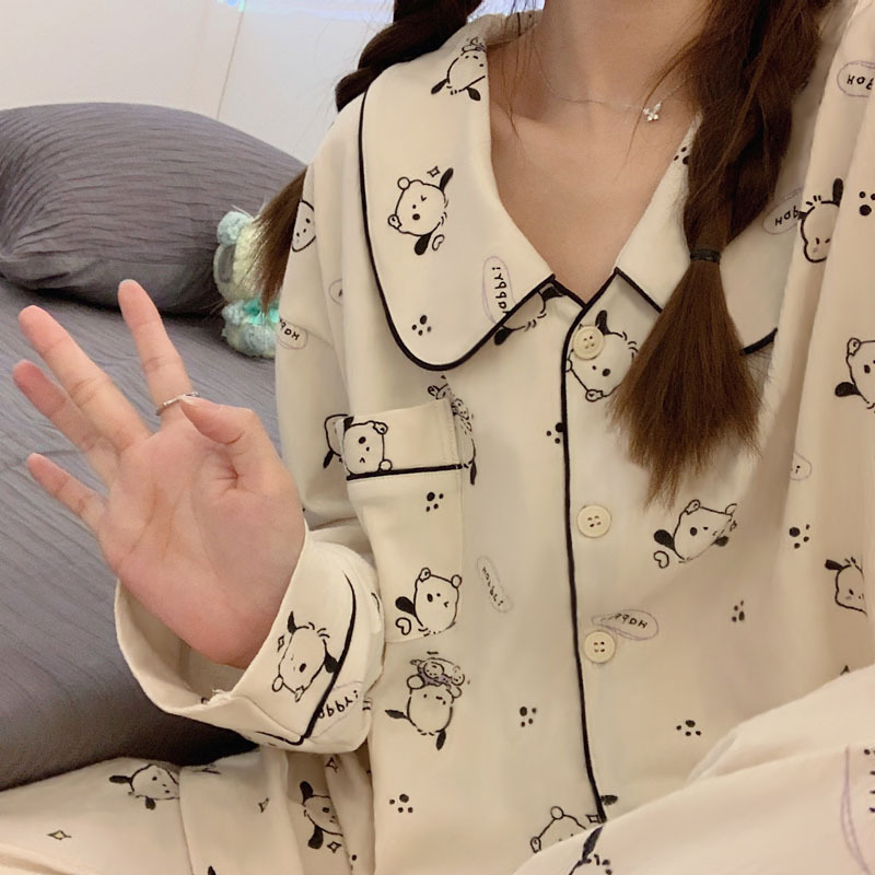 Spring and Autumn Long-Sleeved Pajamas for Women, Cotton Cardigans, New Cartoon Cute Pacha Dog Live Broadcast Women's Home Wear Set Trendy Spring and Autumn Long-Sleeved Pajamas for Women, Cotton Cardigans, New Cartoon Cute Pacha Dog Live Broadcast Women's Home Wear Set Trendy