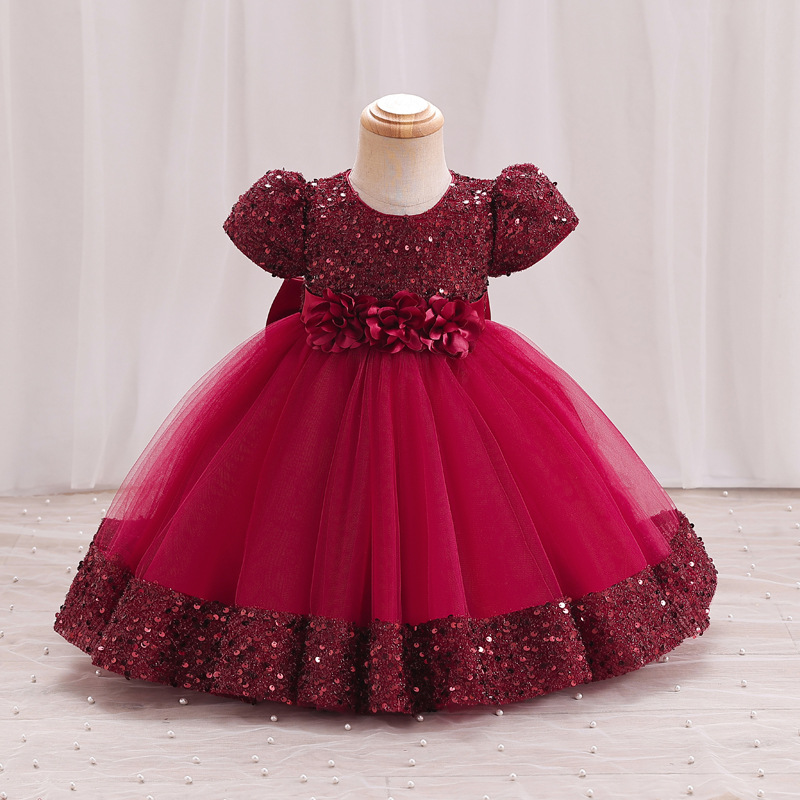 Vestido de princesa para niñas, vestido infantil 2025, nuevo vestido de manga corta con lentejuelas y falda tutú, vestido infantil, venta al por mayor transfronteriza