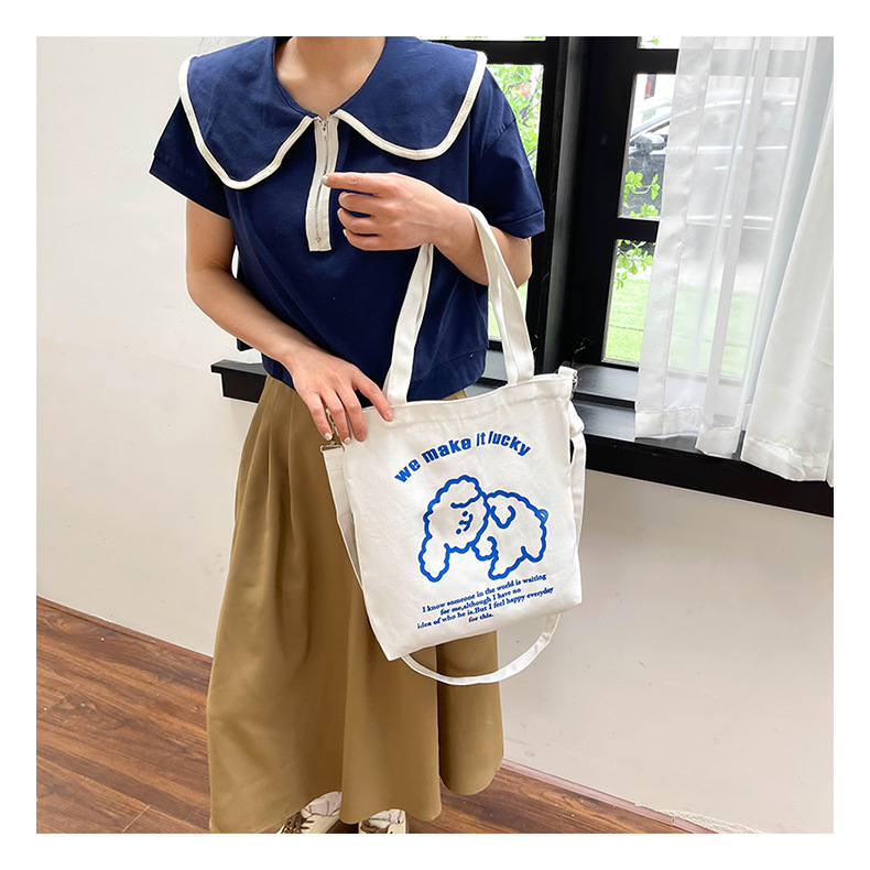 New fashionable and cute canvas bag, simple and large-capacity tote bag, casual and versatile single-shoulder crossbody bag, Douyin consignment undefined