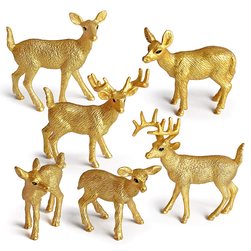 Transfronterizo nuevos niños educativos de bosque sólido animal oro blanco cola ciervo seis piezas modelo juguete regalo Decoración