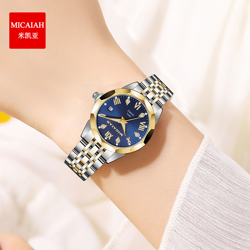 Micaiah Factory Ready Stock Cross-Border E-Commerce Life Waterproof Quartz Watch Quality Calendar Luminous Women's Watch