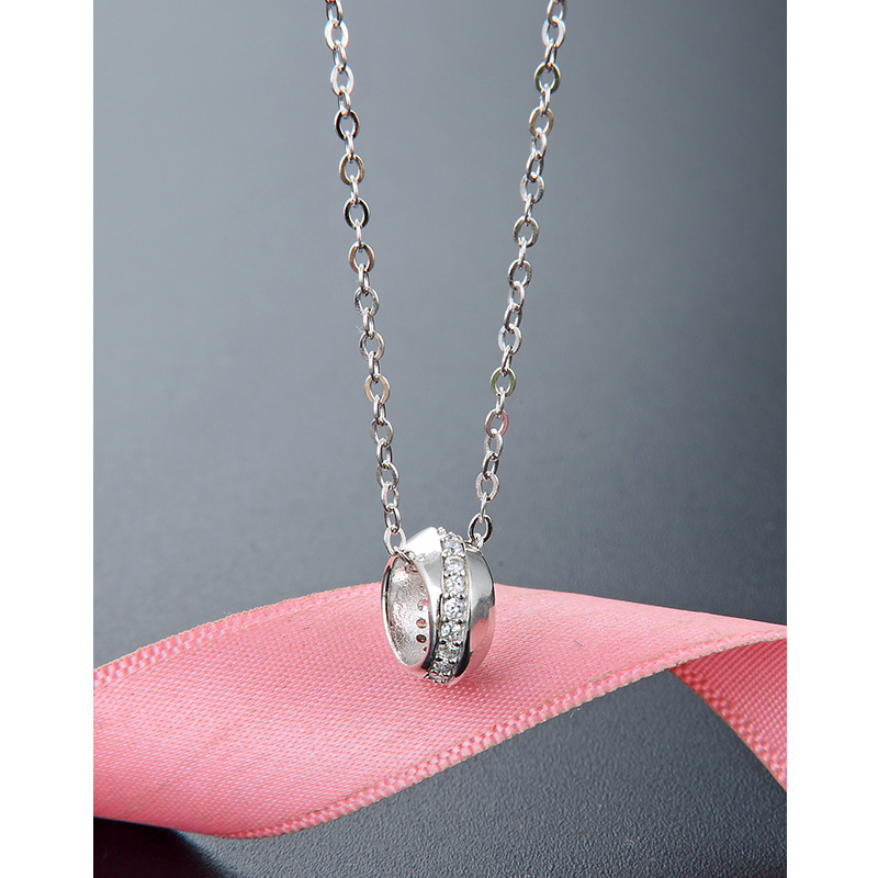 Estilo coreano creativo ZIRCON clavícula cadena colgante s925 plata esterlina diamante-incrustado nicho diseño anillo Collar para mujeres