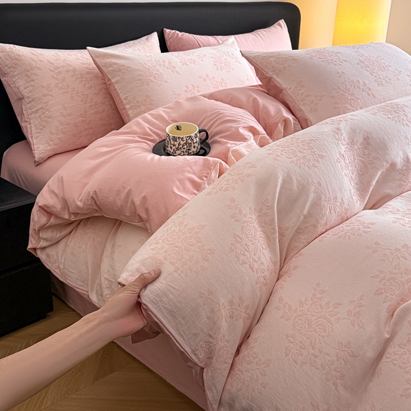 Jacquard grueso molido de algodón de tres capas de hilo de cuatro piezas de un conjunto de sábanas de algodón de clase A de tres piezas de ropa de cama de otoño y invierno 4