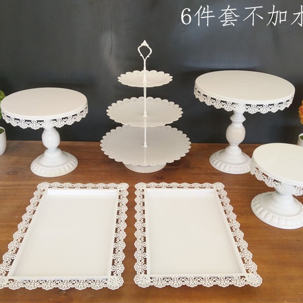 Estante de pastel europeo de hierro forjado conjunto de decoración de boda postres tienda de bocadillos estante de baile prop bandeja de pastel image 12