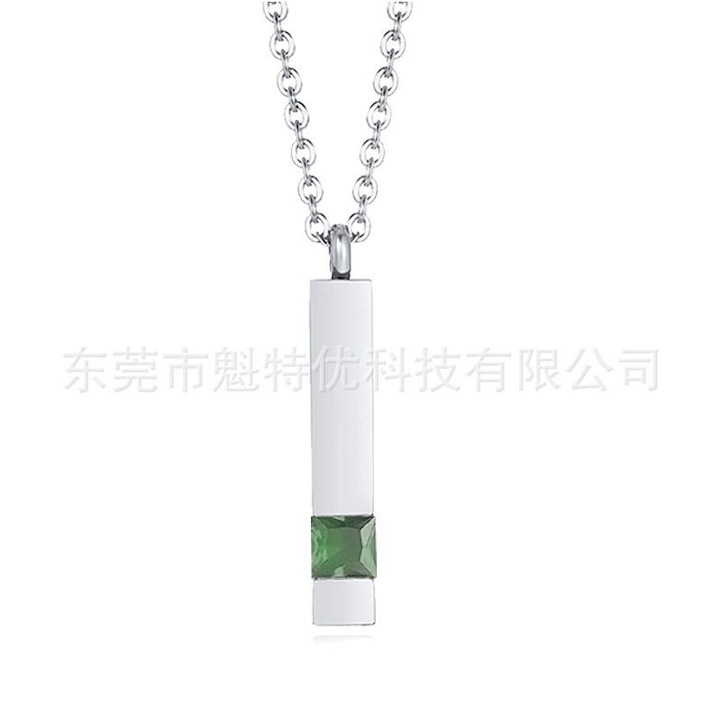 Coreano simple diamante perfume colgante ataúd cinerario Collar cinerario de piedra conmemorativa geométrica elegante de acero de titanio