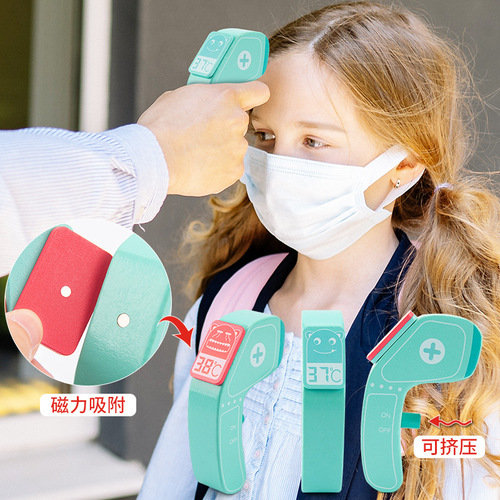 Wooden simulation thermometer protective set for children's fun interactive game role-playing as a little doctor toy