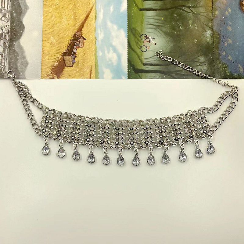 Glamour Brillant Les Gouttelettes D'eau Alliage Placage Incruster Strass Femmes Collier Ras De Cou display picture 3