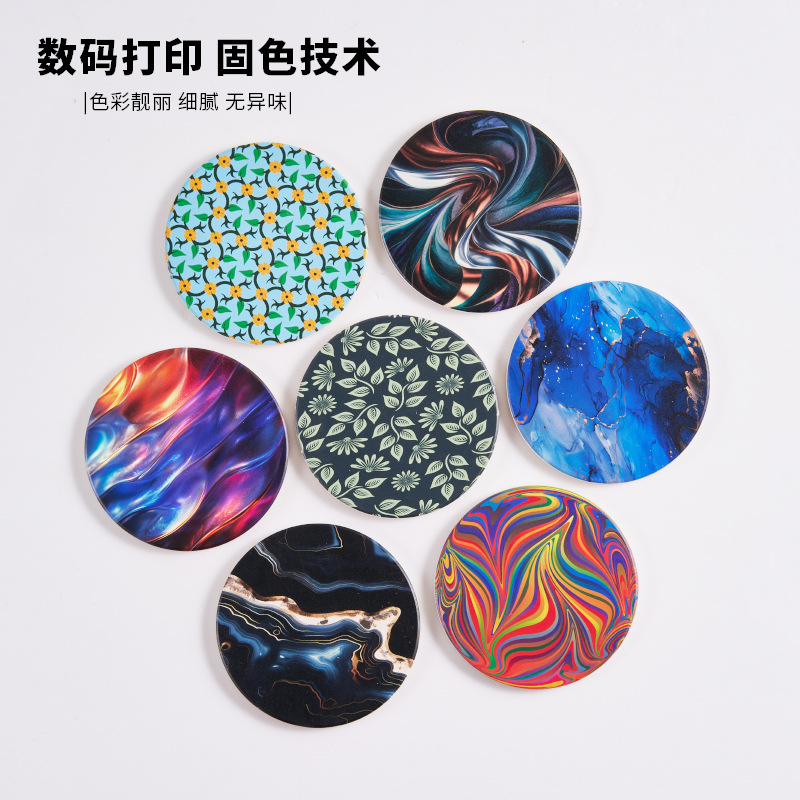 Cojín de taza de cerámica personalizado para dibujos personalizados regalos de boda animación perimetral absorción de diatomeas barro antideslizante aislamiento de taza de té cojín