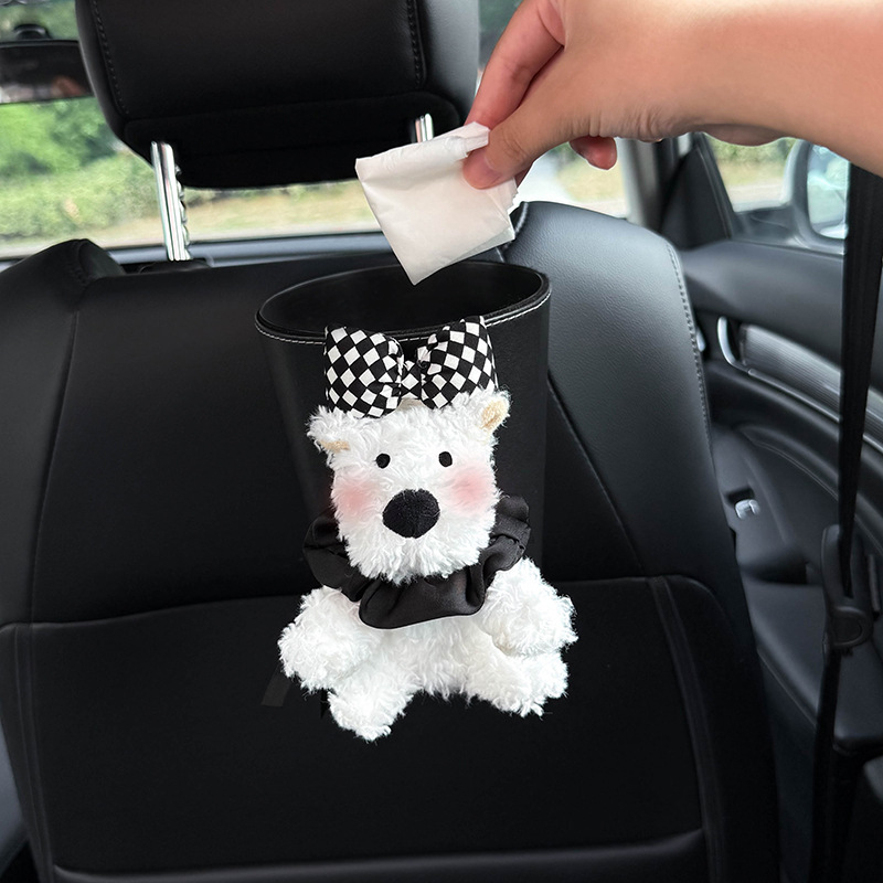 West Highland Car Tissue Box Trash Can Two-In-One Car Front and Rear Seat Back Hanging Paper Bag Female Cute