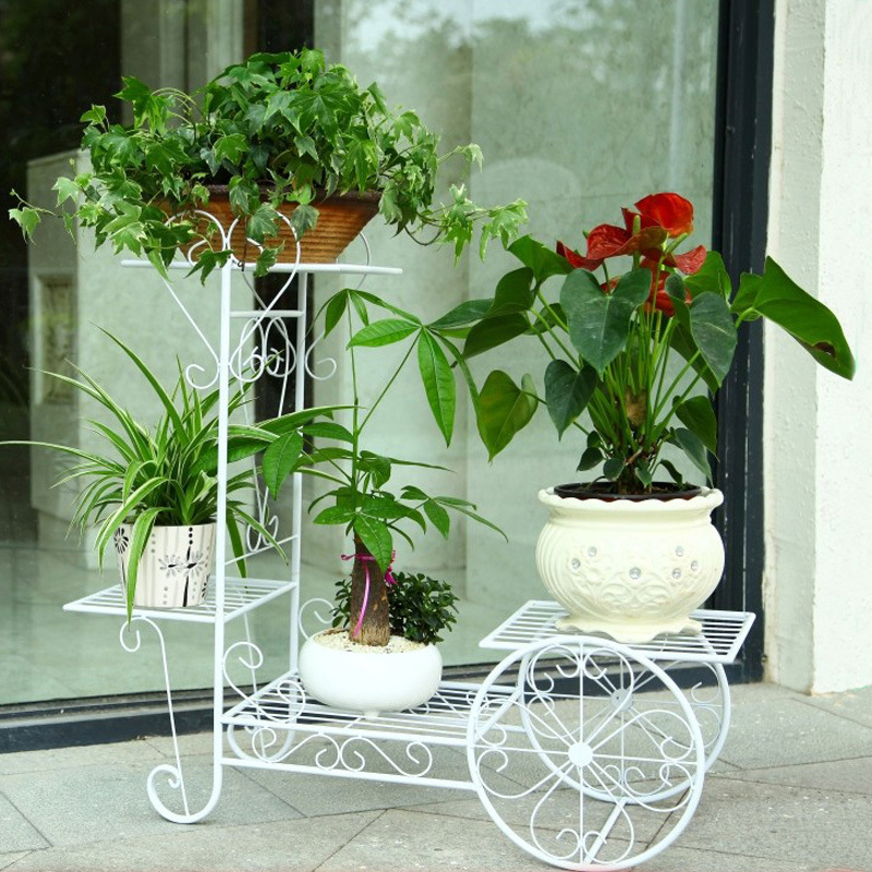 Floral Stand Multi-Layer Indoor Home Balcony Stand Iron Railing Living Room Potted Plant Green Plant Spider Plant Floor Standing