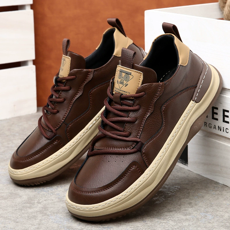 МужскиеSneakers из натуральной кожи, дышащий дезодорированный дизайн, плюс размеры (37–47)