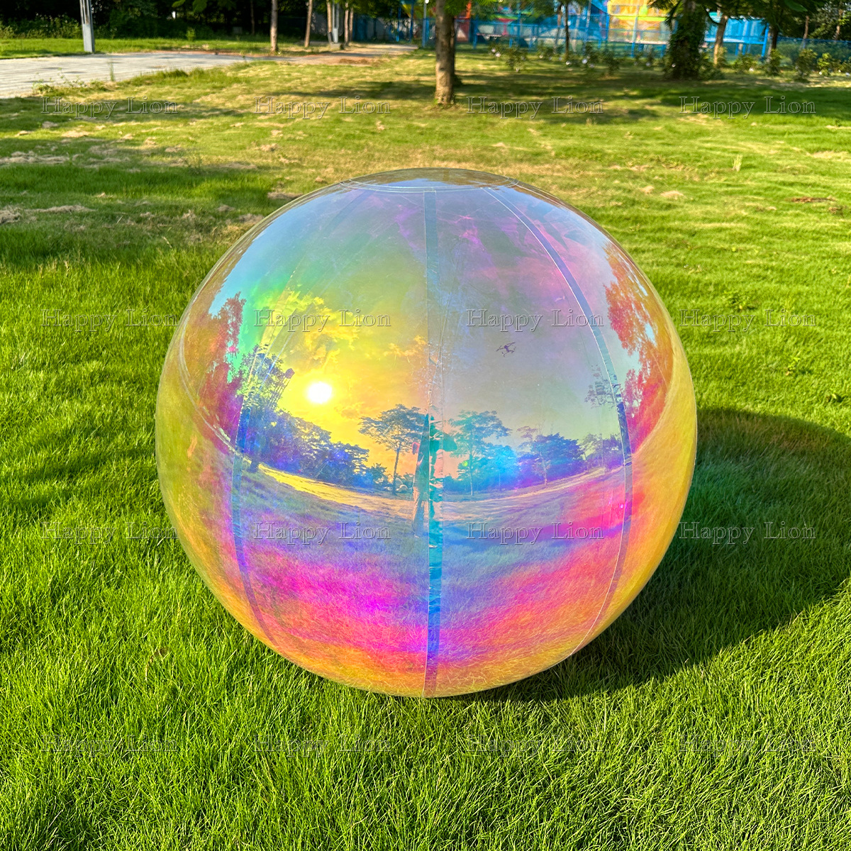 Esfera de espejo reflectante inflable color plateado blanco negro oro rosa púrpura decoración de doble capa globo inflable de PVC