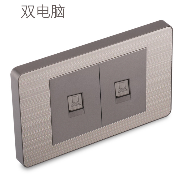 15A panel de metal de acero inoxidable gris dibujado tres agujeros Taiwan fabricado en Estados Unidos enchufe de pared conmutador suministro directo