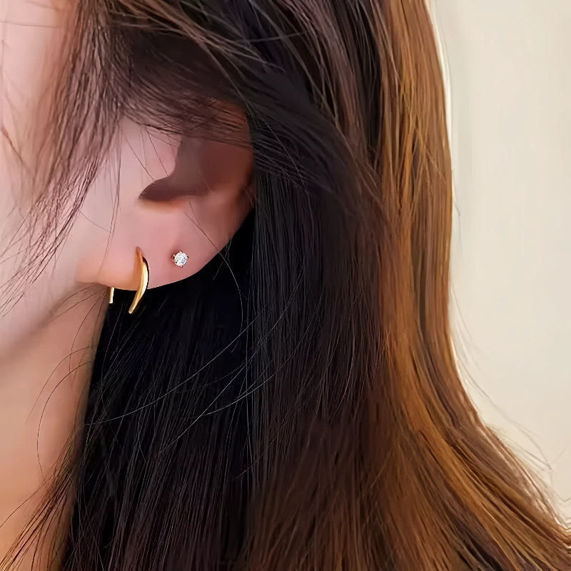 S925 plata esterlina chapado en oro de 14k simple gancho de orejas en forma de U para mujeres estilo de diseño estilo estilo estilo estilo personalidad de orejas versátil