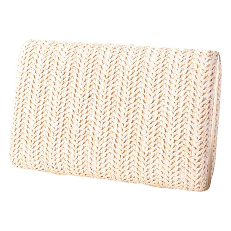 Creative Straw-Woven Square Handbag, Crossbody Bag for Women, Elegant Evening Bag, Solid Color Chain Bag Wholesale