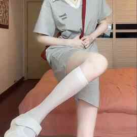 灰色短袖短裤运动服套装女夏季学生韩版宽松减龄休闲两件套潮ins