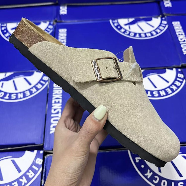 Birkenth Shoes Women's Genuine Leather Soft Bottom Half Slippers Women's Outer Wear Spring and Summer 2025 New Casual Fashion Birkenth Lazy Baotou
