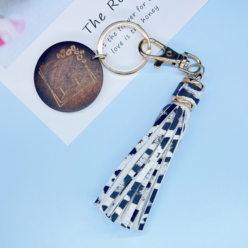 15g Weight Keychain Classification 1 Piece Quantity Daily Occasion PU, Wood Material Mother'S Day Festival MAMA, Letter Pattern Women's Gender Tassel Design Romantic Style Romantic MAMA Letter PU Wood Tassel Mother'S Day Women's Keychain 9