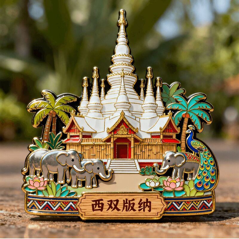 Yunnan Lijiang Xishuangbanna Cultural and Creative Metal Embossed Refrigerator Magnets, Souvenirs and Gifts Around Tourist Attractions Yunnan Lijiang Xishuangbanna Cultural and Creative Metal Embossed Refrigerator Magnets, Souvenirs and Gifts Around Tourist Attractions