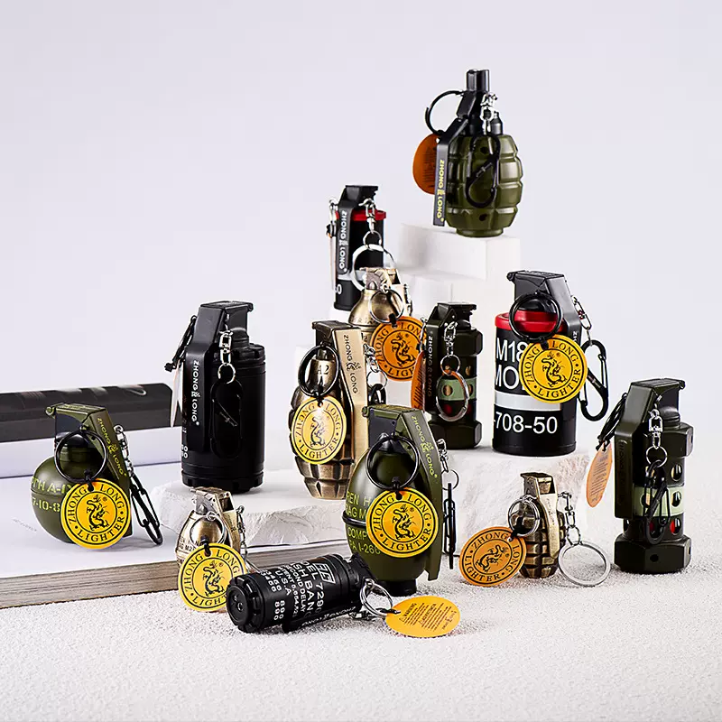 创意手雷模型金属电子防风砂轮明火打火机个性新奇特工艺品摆件