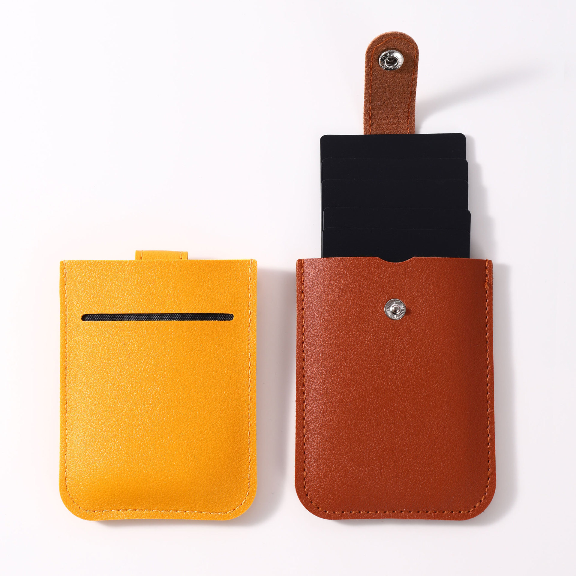 New in stock internet celebrity simple card holder men and women pull-out PU leather card holder ultra-thin card holder certificate holder multi-card position