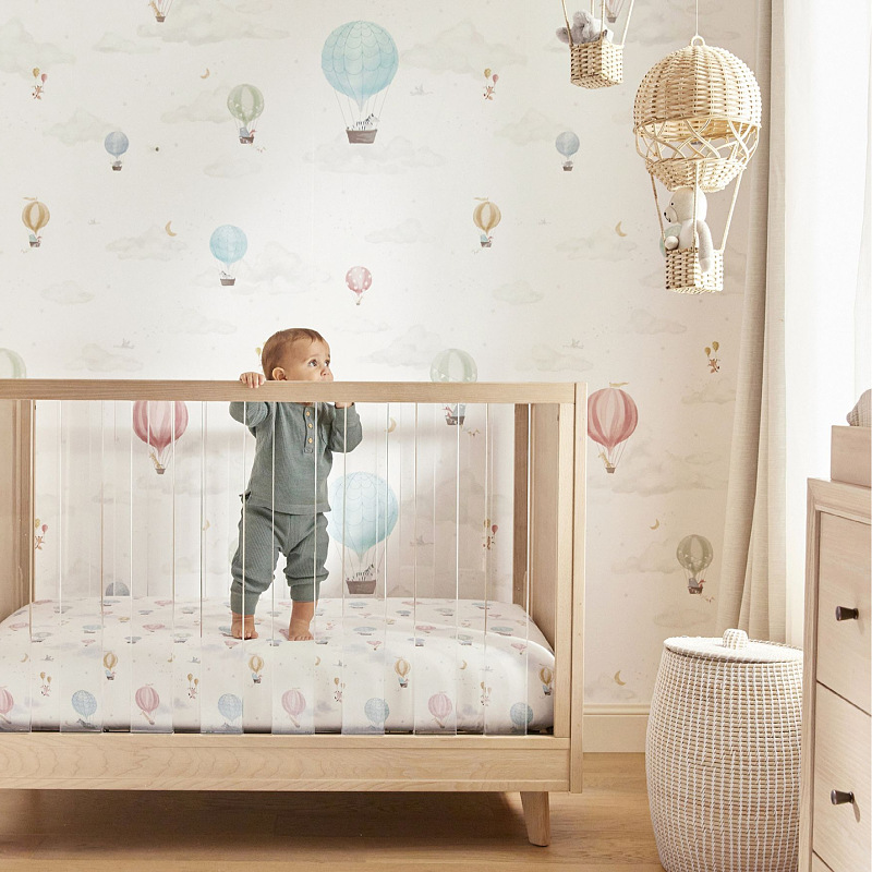 Camera per bambini in stile nordico, spazio per l'educazione prescolare, studio fotografico, decorazione per la casa, mongolfiera in rattan intrecciato a mano_voghion.com