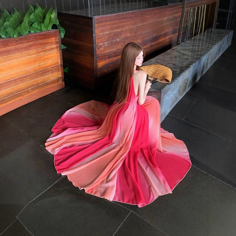 2026 Amazon Foreign Trade Sunset Blush Tie-Dye Dress, Ultra-Fairy Style, Large Hem, Strapless Long Dress, Slimming Long Gown 2026 Amazon Foreign Trade Sunset Blush Tie-Dye Dress, Ultra-Fairy Style, Large Hem, Strapless Long Dress, Slimming Long Gown
