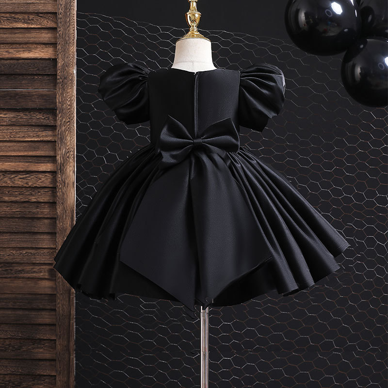 Vestido de cetim para menina estilo coreano com laço_voghion.com