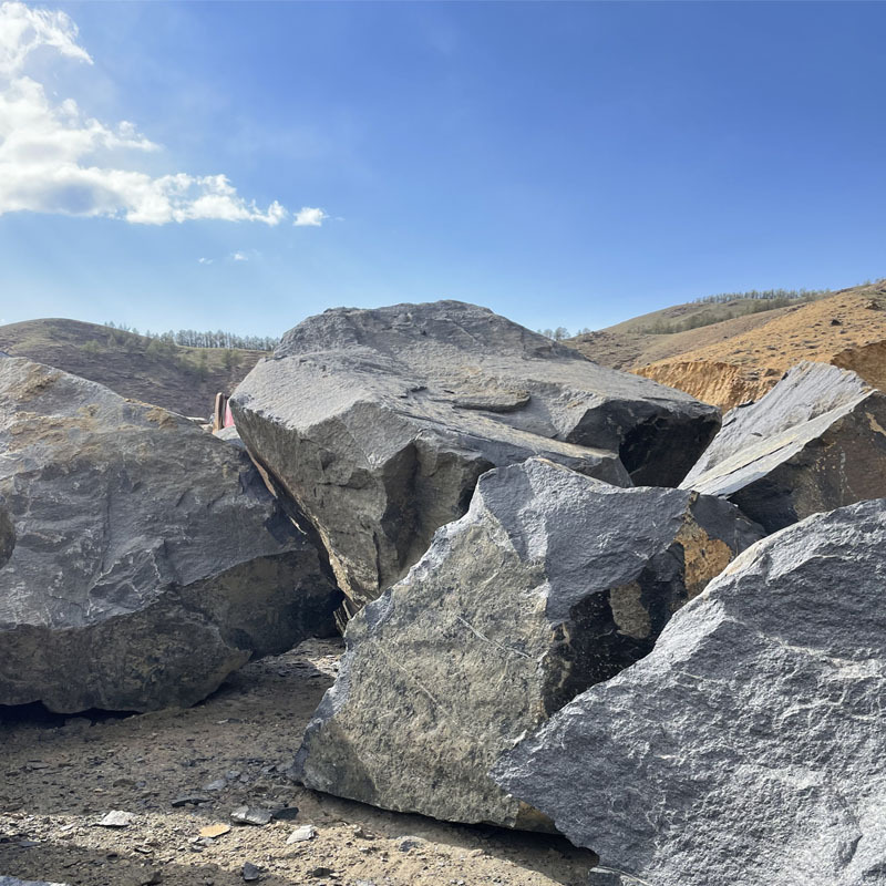 中国黑景观石鱼池假山石蒙古黑石花园户外绿地草坪造景摆件石头