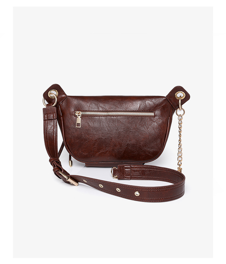 Vintage Style, Classic Style Style Women's Pu Leather Solid Color Vintage Style Classic Style Square Zipper Crossbody Bag Fanny Pack