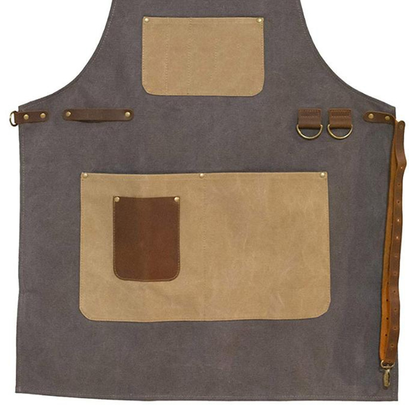 Comercio exterior de lona gruesa delantal contraste de color ajustable jardín al aire libre jardinería ropa de trabajo barbacoa panadería delantal al por mayor