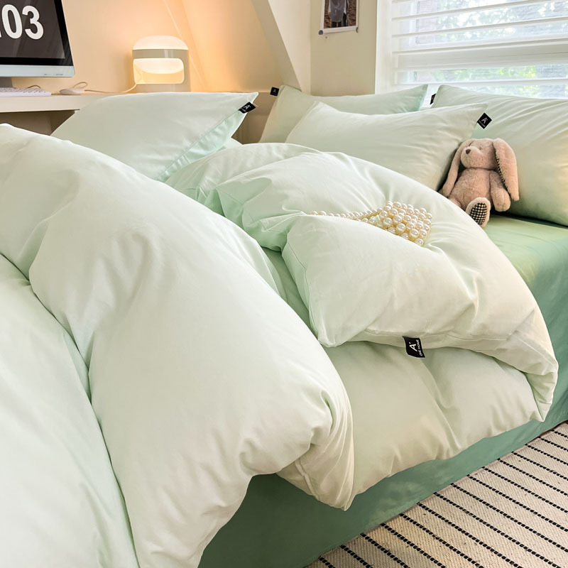 Cama de algodón de clase A para madres y bebés, ropa de cama de cuatro piezas, ropa de cama de color sólido, ropa de cama, dormitorio de estudiantes, tres piezas