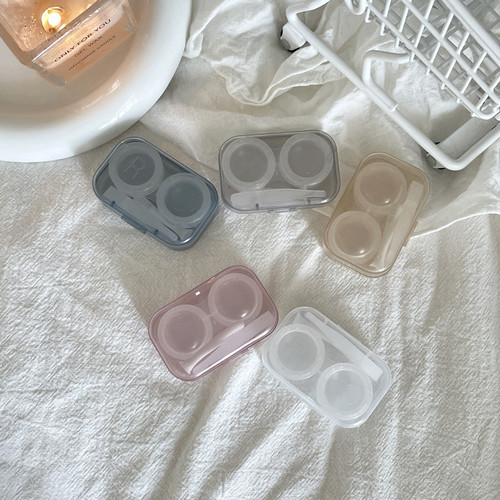 Transparent color compact contact lens case ins style high-value contact lens case portable advanced companion box care box